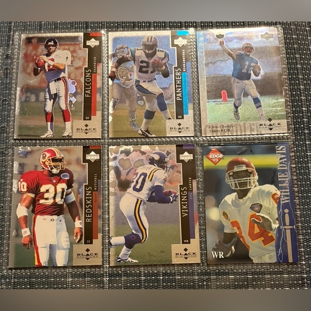🏈 Black Diamond & Edge 1995 NFL Football Trading Cards, Lot of 6